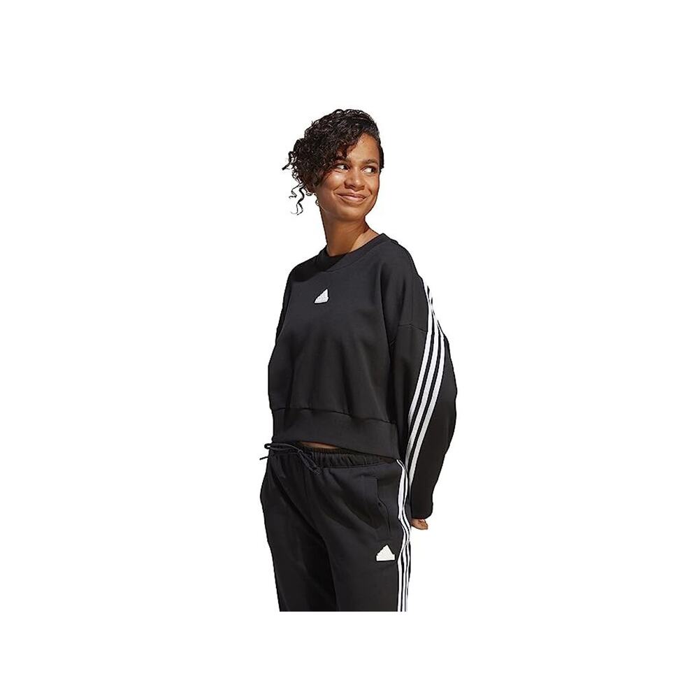 Adidas Women's Black Future Icons 3-stripes Cotton Blend Sweatshirt - Picture 2 of 3